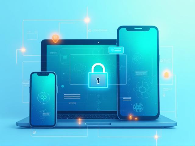 Icon representing Mobile Device Management (MDM) with overlapping screens and gears for IT management