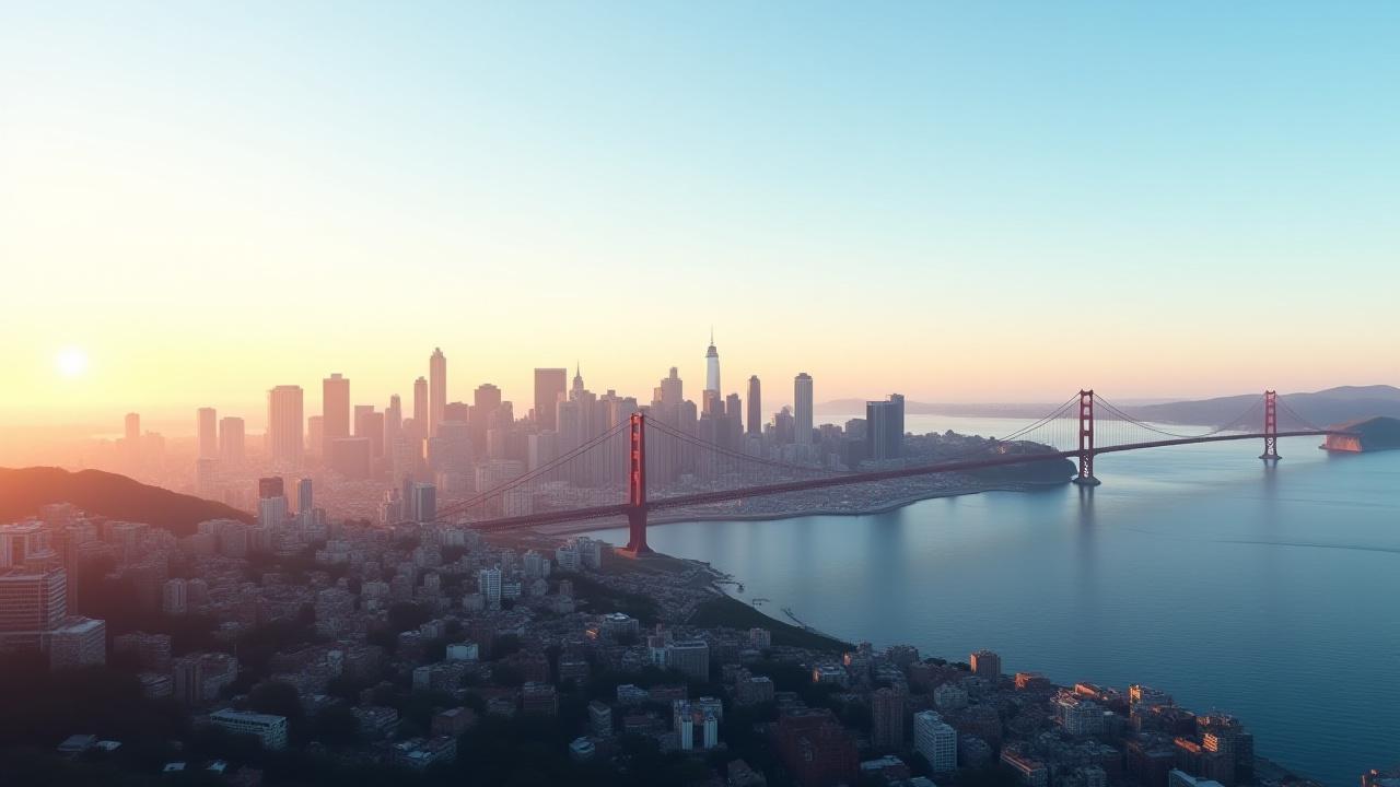 Panoramic view of the San Francisco skyline with the Golden Gate Bridge and Bay Bridge visible, representing local expertise.